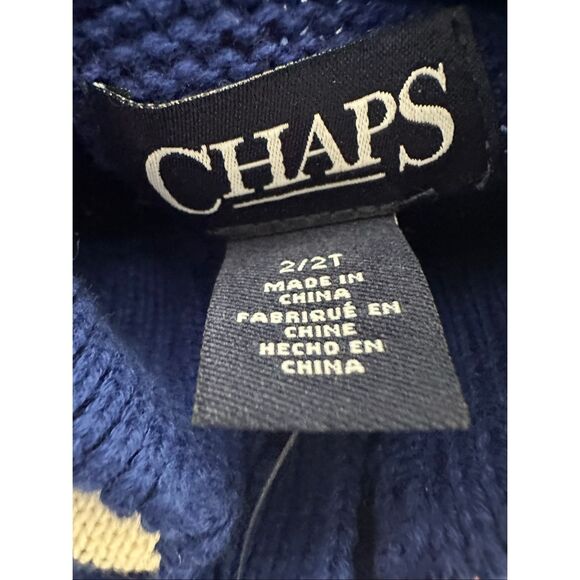 Chaps 1/4 button Pullover Boys Sz 2t Sweater blue NWT - Picture 3 of 4